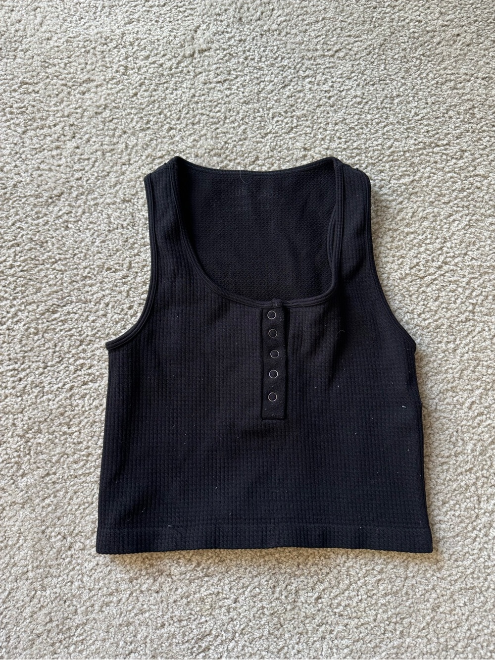 Aeropostale Black Ribbed Snap-Front Crop Tank seriously soft y2k
